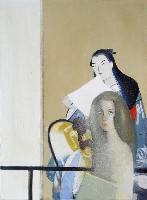 "At exhibition", 75x100cm, oil, 1983, owned by author
